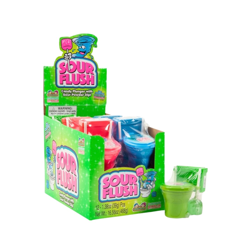 kidsmania sour flush candy toilet with sour powder dip 12ct