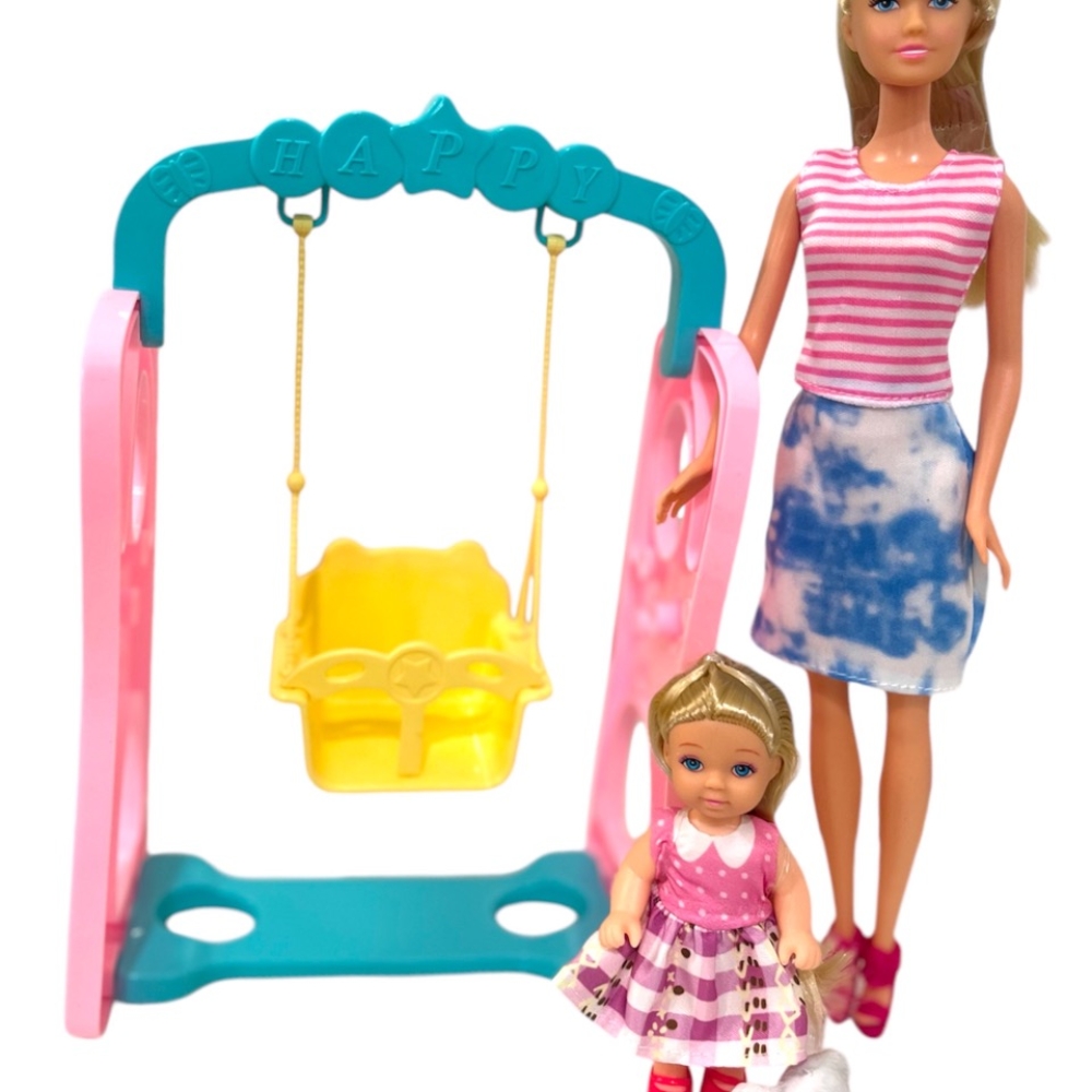 Mommy Doll with Baby and Dog Kaibibi Park Playset For Girls and Toddler Toy