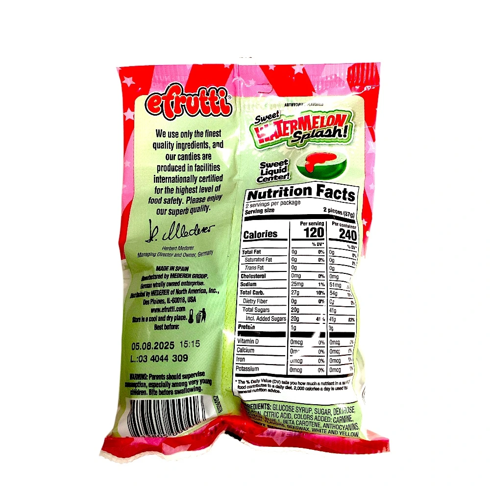 EFRUTTI WATERMELON SPLASH CLASSIC BAGS 12/CT NET 2.6OZ UPC 30813805000417 - Image 2
