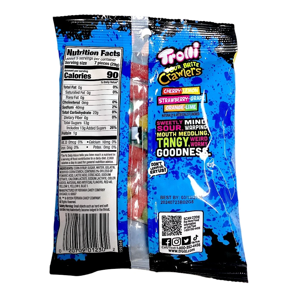 TROLLI PEG SOUR BRITE CRAWLERS NET 5OZ 12 CT UPC 020709012302 - Image 2