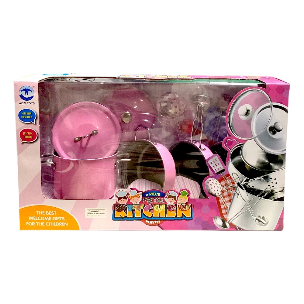 METAL KITCHEN PLAYSET COLOR PINK 11PCS UPC 689756954647