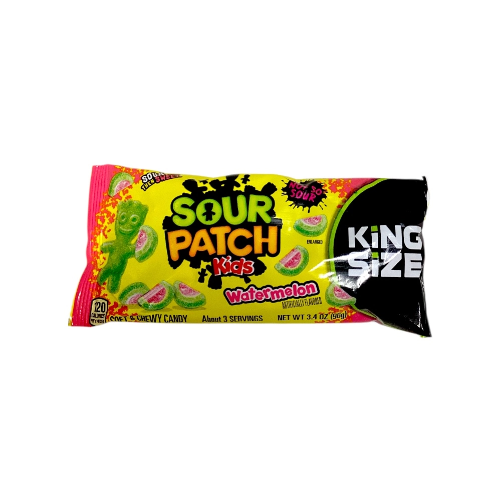 SOUR PATCH KIDS WATERMELON KING SIZE 3.4 OZ 18 CT UPC 070462002041